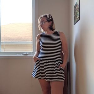 Navy striped mini dress